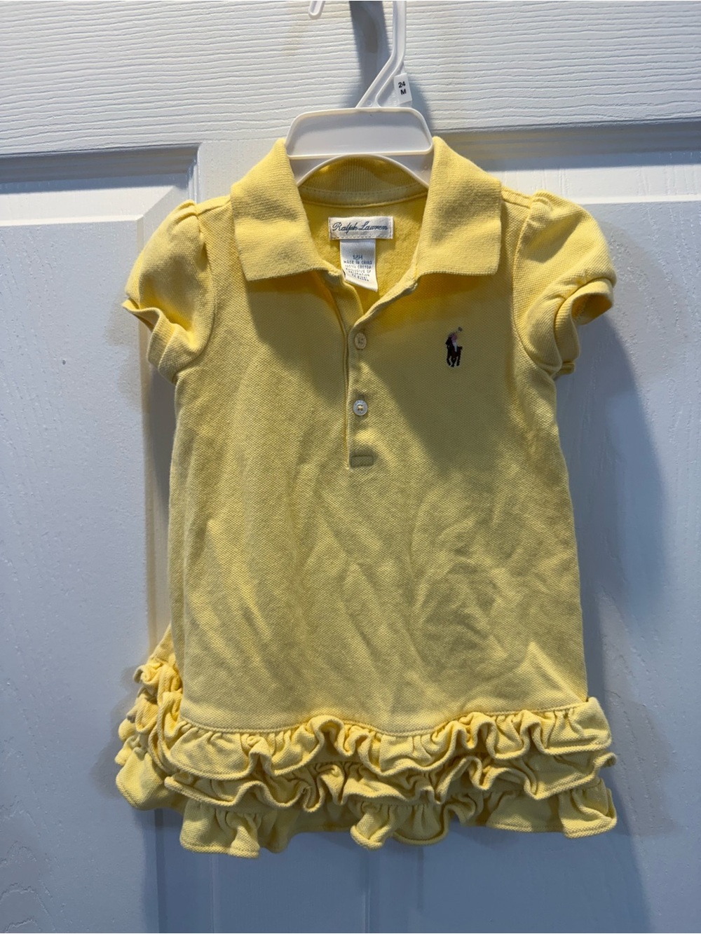 Ralph Lauren Yellow Polo Dress with Ruffle Hem